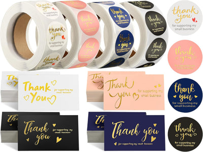 "Thank You for Supporting My Small Business" Stickers & Cards Set (2200 Pcs)