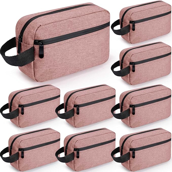 9 Pcs Pink Travel Toiletry Bag, Makeup Organizer with Handle