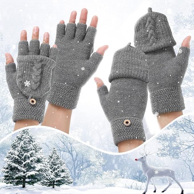 Fingerless Flip-Top Knit Gloves (Pairs of 3)