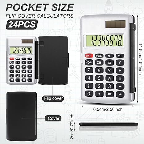 Compact  Flip-Cover Dual Power Calculator (Set of 24)