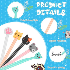 Cute Cat Gel Pen with Comfortable Grip (Assorted Design, Set of 30)