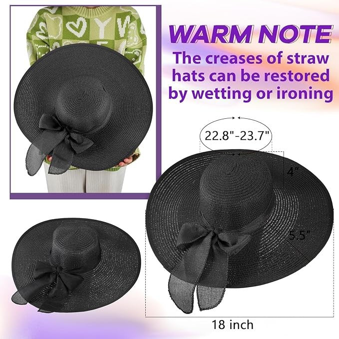 Women's Wide Brim Straw Sun Hat (Set of 12)