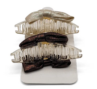 2-Pack Bow Hair Claw Clip Set – Neutral Champagne & Brown