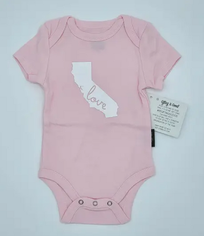 California Love Baby Bodysuit – Soft Grey Cotton Onesie (3–6 Months)