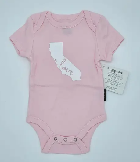 California Love Baby Bodysuit – Soft Grey Cotton Onesie (3–6 Months)