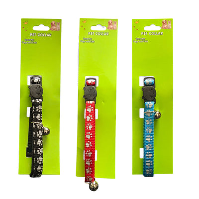Assorted Small Pet Collars w/ Paw Print & Bell