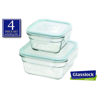 Glasslock Square Food Storage Containers, 4-Pcs Set - EverydaySpecial