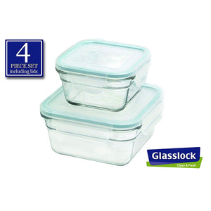 Glasslock Square Food Storage Containers, 4-Pcs Set - EverydaySpecial