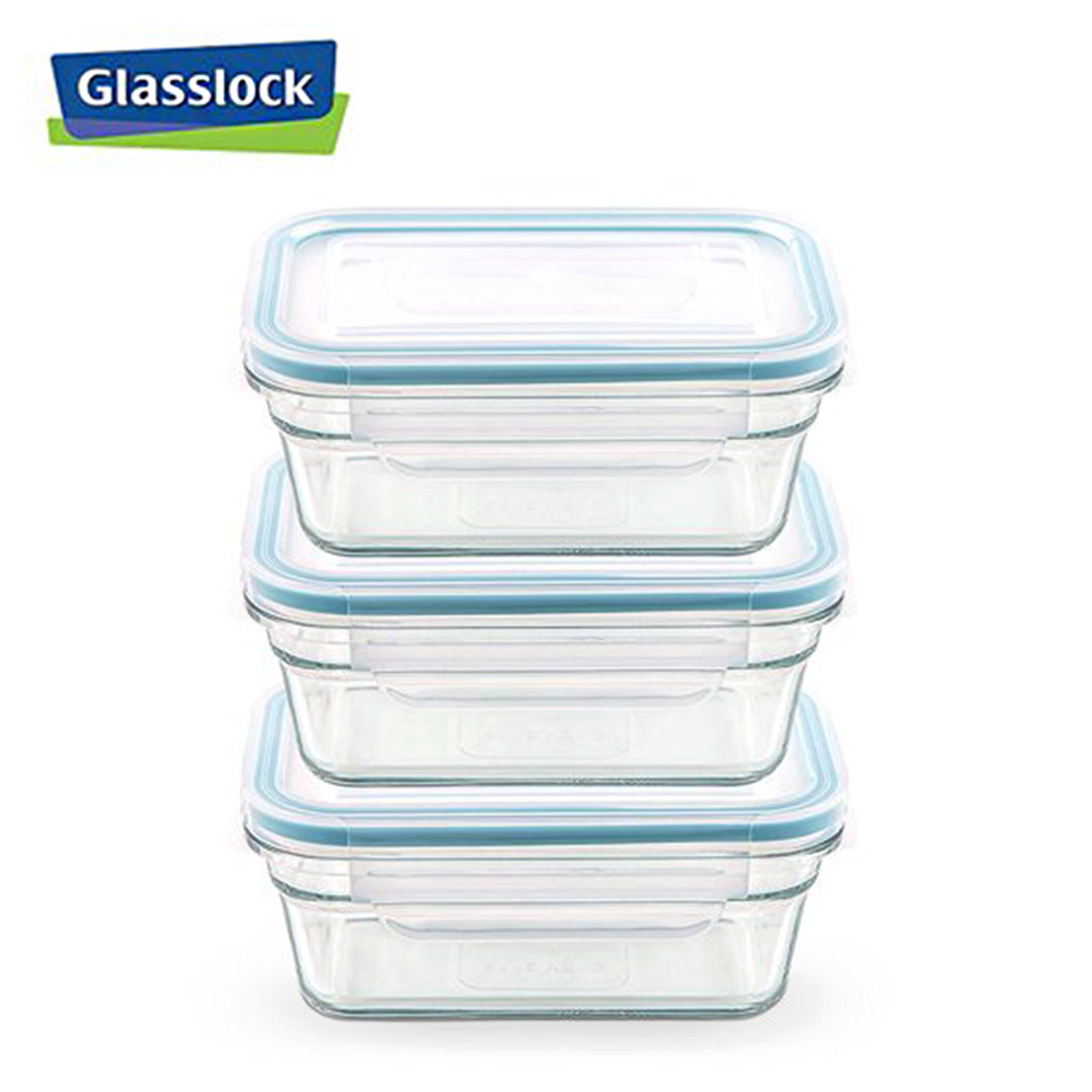 [Glasslock] 3.5Cup/828ml Rectangular Food Storage Container, 6-Pcs Set