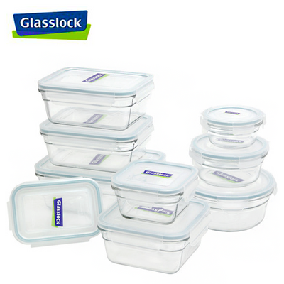 [Glasslock] Assorted Food Storage Containers, 18-Pcs Set