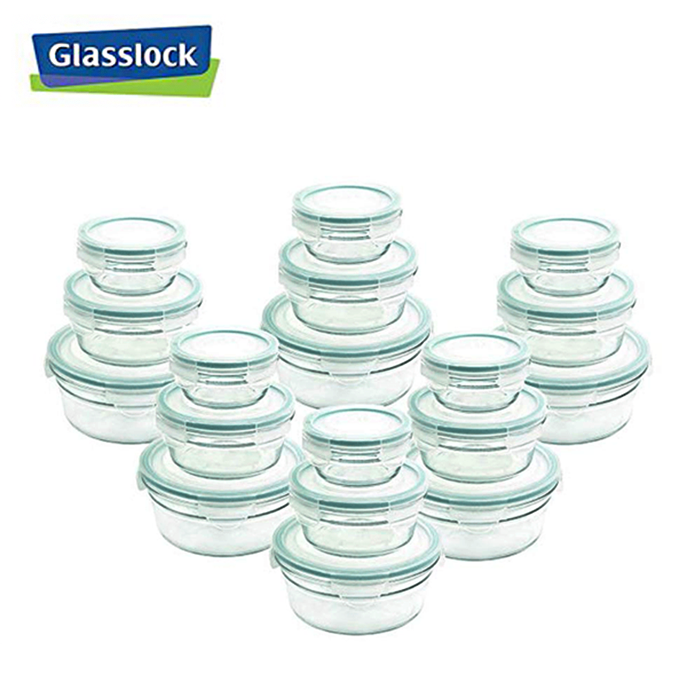 [Glasslock] 3.1Cup/1.6Cup/0.7Cup Round Food Storage Container, 36-Pcs Set
