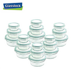 [Glasslock] 3.1Cup/1.6Cup/0.7Cup Round Food Storage Container, 36-Pcs Set