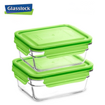 [Glasslock] 2.0Cup/485ml Rectangular Food Storage Containers, 4-Pcs Set