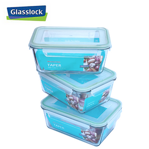 
            
                Load image into Gallery viewer, [Glasslock] 57.5oz/1700 ml Taper Rectangular Glass Food-Storage Container with Locking Lids Anti-Spill Microwave Safe 6pc Set
            
        
