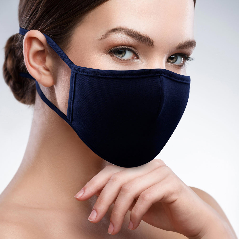 3PCS 2-Layer Reusable 3D Cotton Face Mask with Filter Pocket (Navy)