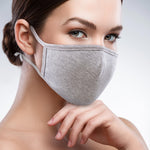 3PCS 2-Layer Reusable 3D Cotton Face Mask with Filter Pocket (Heather Grey)