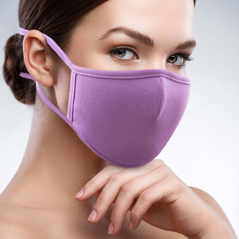 3PCS 2-Layer Reusable 3D Cotton Face Mask with Filter Pocket (Lilac)