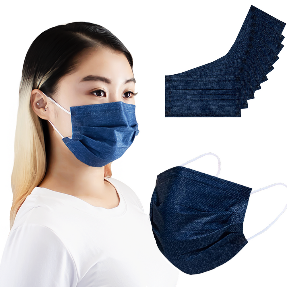 Blue Denim Disposable Safety Mask 3 Layer Protection Face Mask for Adults 50 pcs