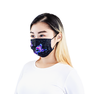 Everydayspecial Disposable Safety Mask 3 Layer Protection Face Mask for Adults 50 pcs (Butterfly Black)