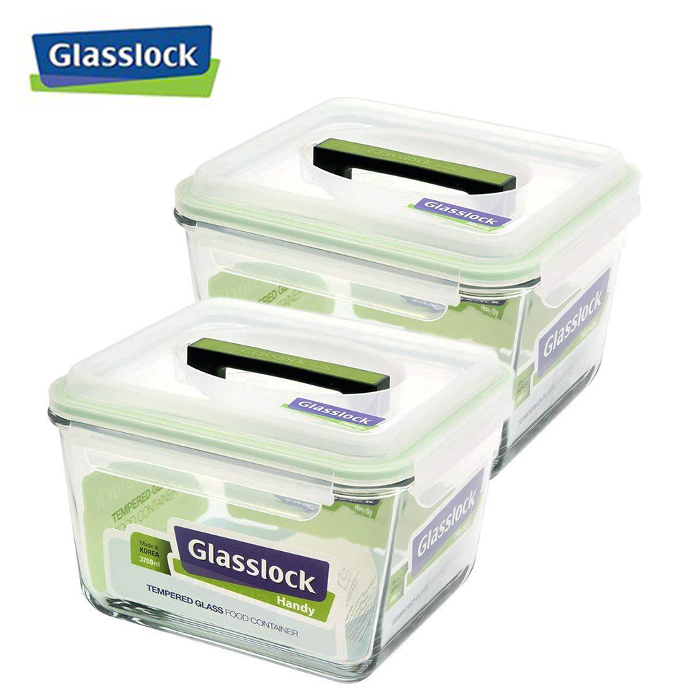 [Glasslock] 10.5Cup/2500ml Rectangular Handy Food Containers 4-Pcs Set