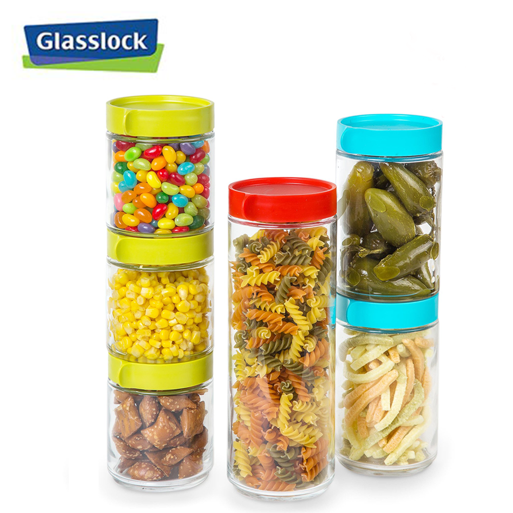 [Glasslock] 1050ml(One)/600ml(Two)/400ml(Three) Round Food Container 12-Pcs Set