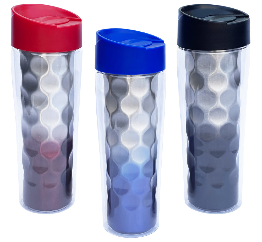 
            
                Load image into Gallery viewer, Travel Mug Honeycomb Double Wall Insulated Tritan Tumbler 16 oz Red / Blue / Back Assorted Color - 3 pack
            
        