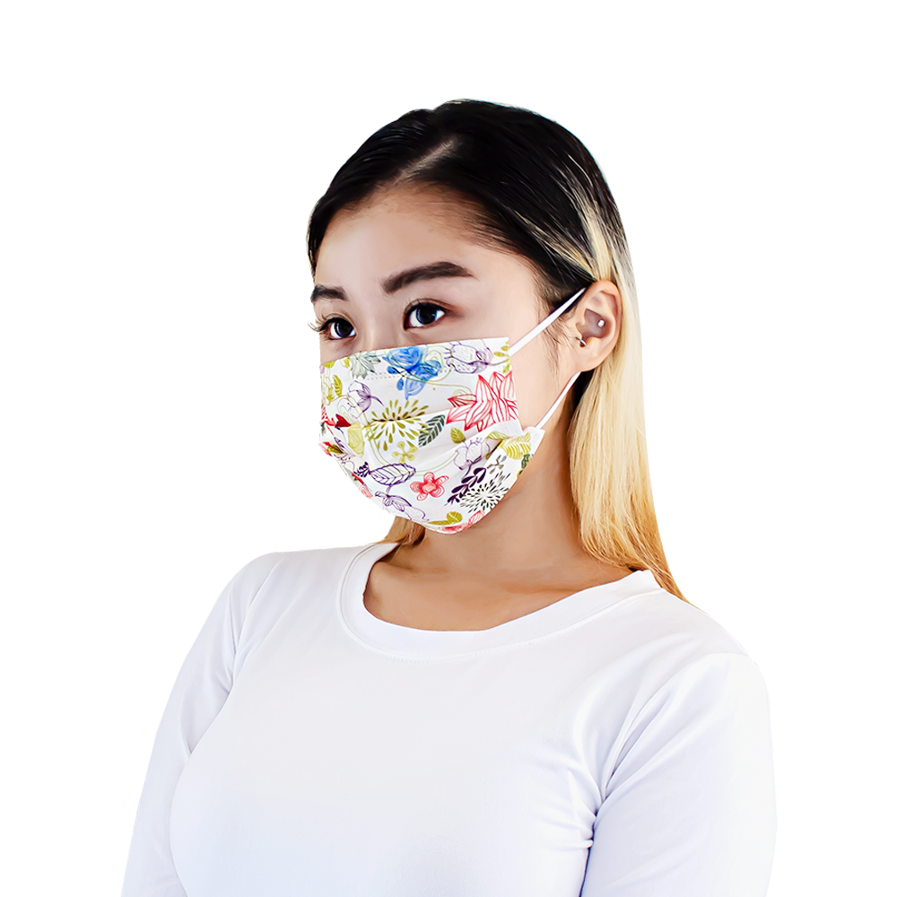 Everydayspecial Disposable Safety Mask 3 Layer Protection Face Mask for Adults 50 pcs (Spring Flower)